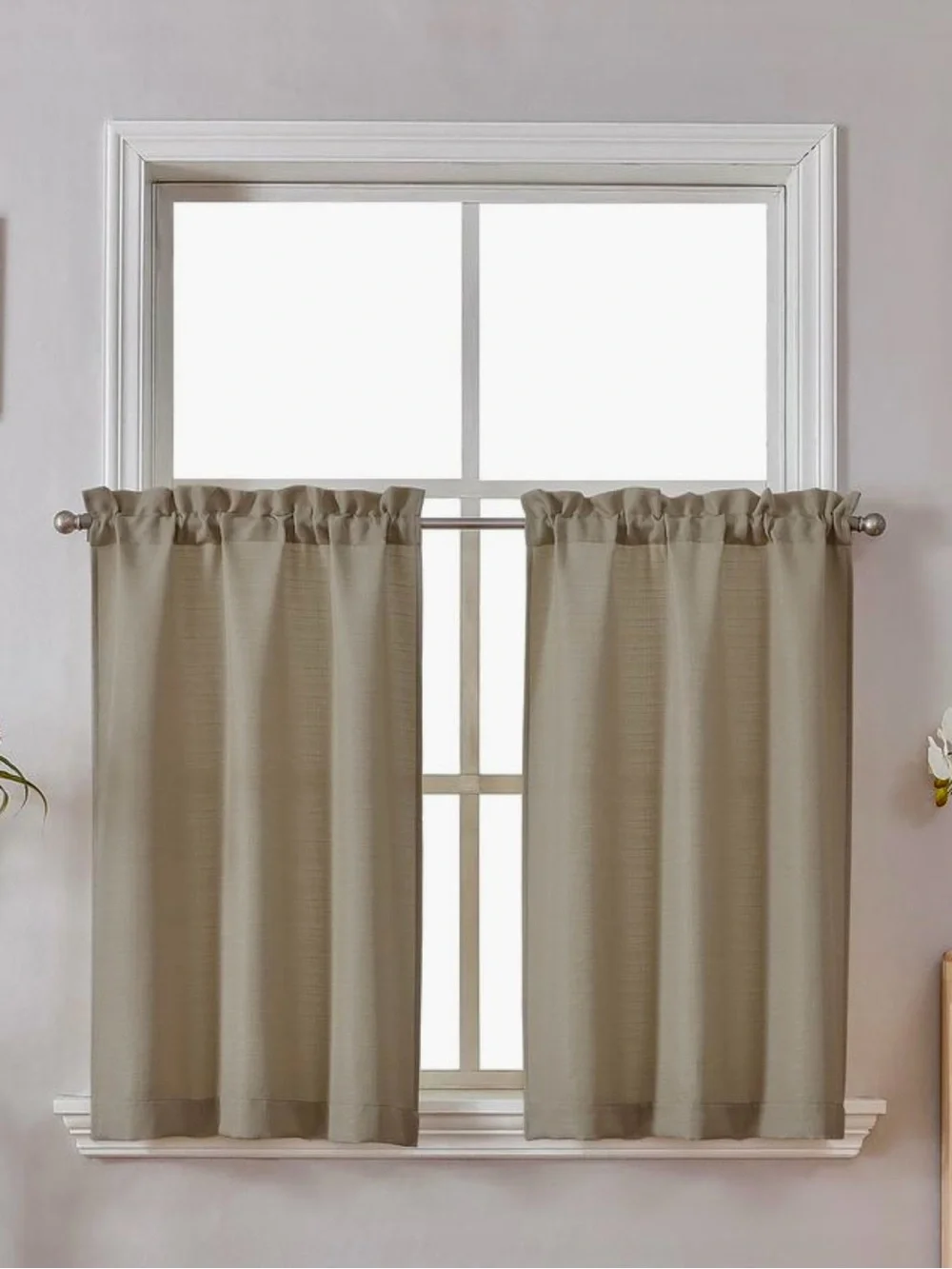 Chyhomenyc 2Panel Stone Beige Kitchen Curtains 36 Inch